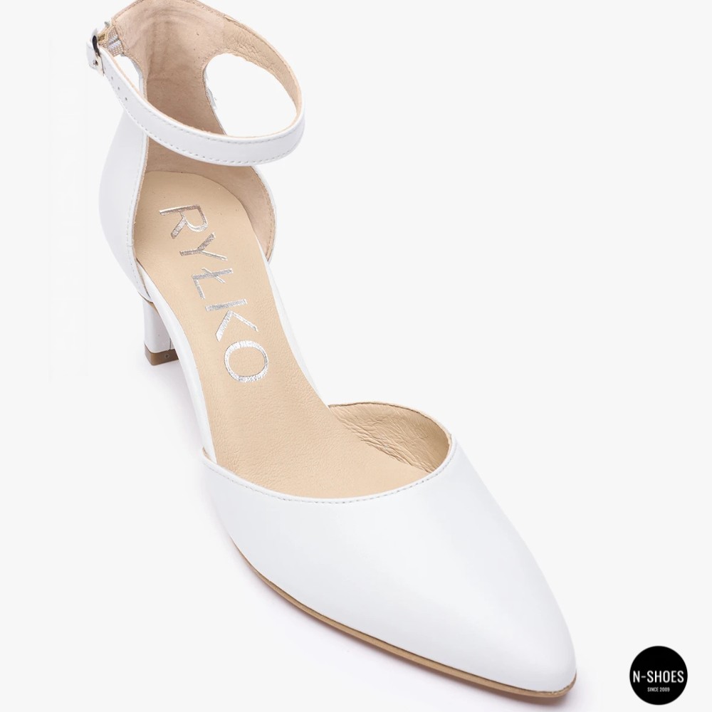 Класичні білі туфлі Ryłko (Польща) SHARON 6ZKS8_T_ _5SRF 6177 на ремінці