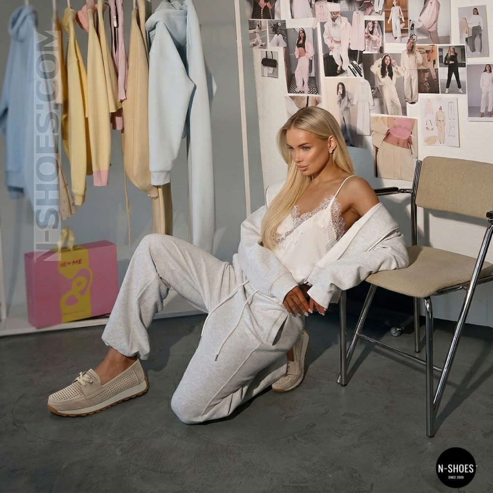 Suede Loafers-Moccasins Allsy 208203-l5-056912-22 Lonza beige 6184