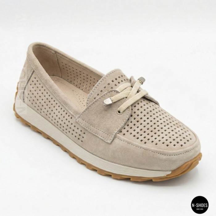 Женские замшевые лоферы-мокасины Allsy 208203-l5-056912-22 Lonza beige 6184