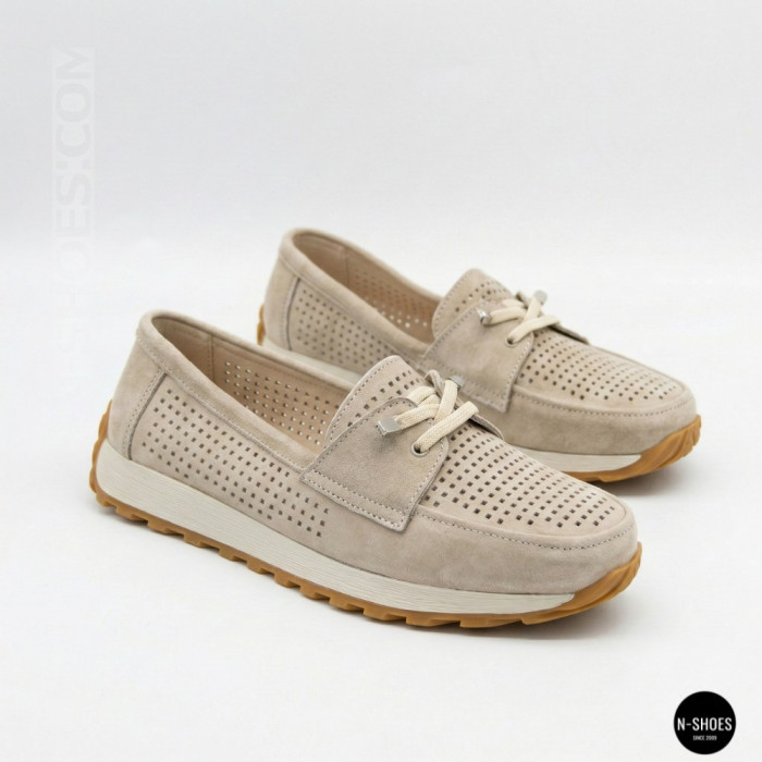 Женские замшевые лоферы-мокасины Allsy 208203-l5-056912-22 Lonza beige 6184