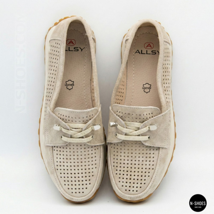 Женские замшевые лоферы-мокасины Allsy 208203-l5-056912-22 Lonza beige 6184