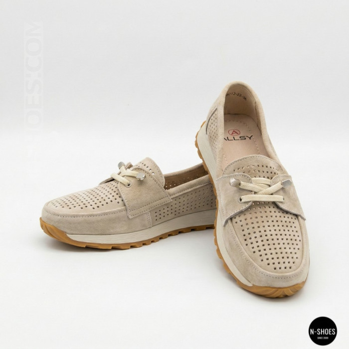 Женские замшевые лоферы-мокасины Allsy 208203-l5-056912-22 Lonza beige 6184