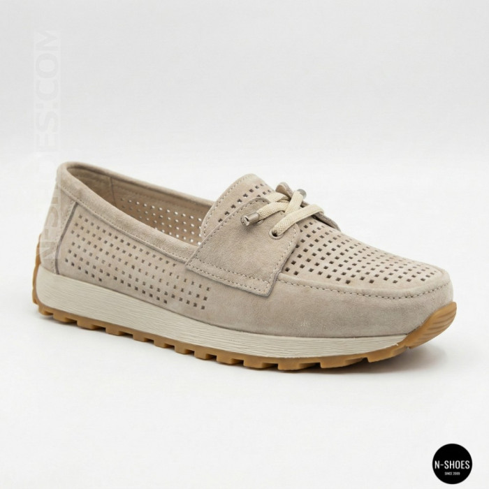 Женские замшевые лоферы-мокасины Allsy 208203-l5-056912-22 Lonza beige 6184