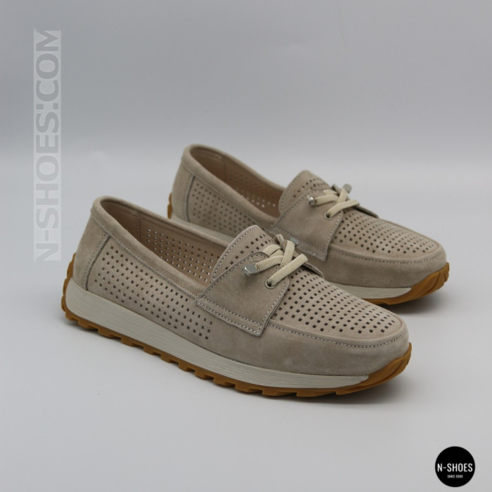 Женские замшевые лоферы-мокасины Allsy 208203-l5-056912-22 Lonza beige 6184