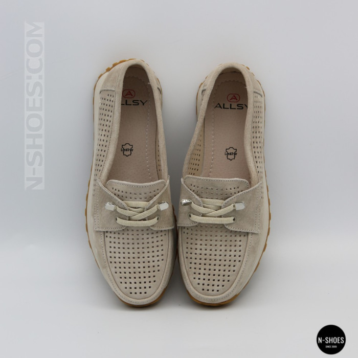 Женские замшевые лоферы-мокасины Allsy 208203-l5-056912-22 Lonza beige 6184