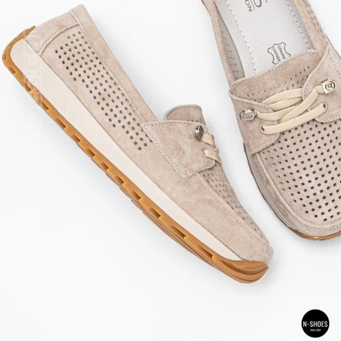 Женские замшевые лоферы-мокасины Allsy 208203-l5-056912-22 Lonza beige 6184
