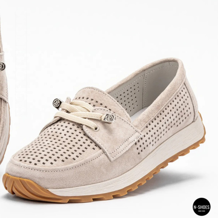 Женские замшевые лоферы-мокасины Allsy 208203-l5-056912-22 Lonza beige 6184