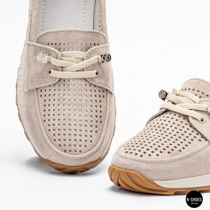 Женские замшевые лоферы-мокасины Allsy 208203-l5-056912-22 Lonza beige 6184