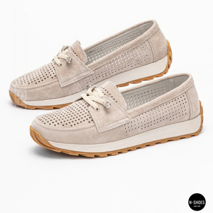Женские замшевые лоферы-мокасины Allsy 208203-l5-056912-22 Lonza beige 6184