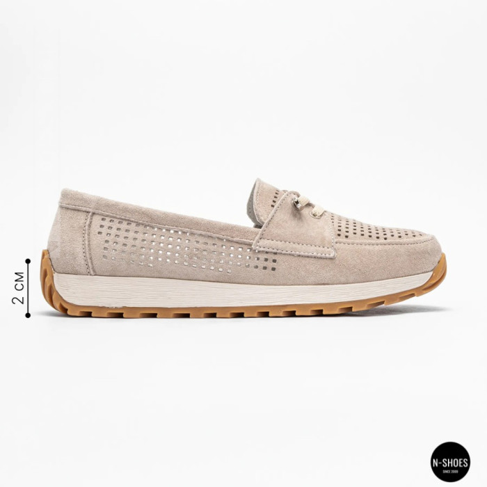 Женские замшевые лоферы-мокасины Allsy 208203-l5-056912-22 Lonza beige 6184