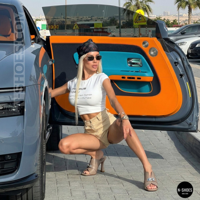 Бежеві шкіряні сабо Lirio L 0477-6058-75 capuchino 6185 в стилі Brunello Cucinelli