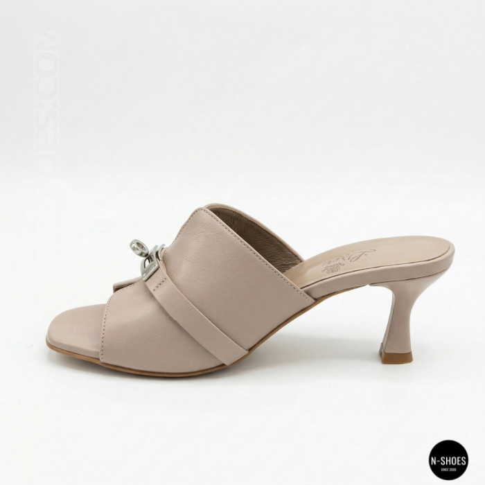 Бежеві шкіряні сабо Lirio L 0477-6058-75 capuchino 6185 в стилі Brunello Cucinelli