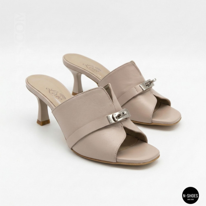Бежеві шкіряні сабо Lirio L 0477-6058-75 capuchino 6185 в стилі Brunello Cucinelli