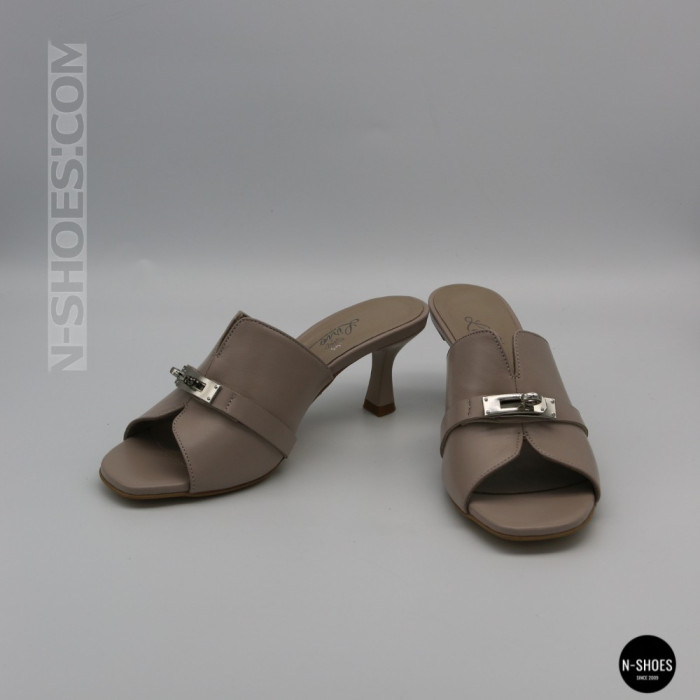 Бежеві шкіряні сабо Lirio L 0477-6058-75 capuchino 6185 в стилі Brunello Cucinelli