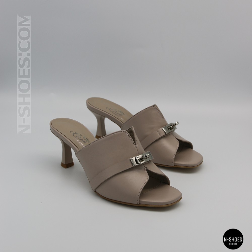 Бежеві шкіряні сабо Lirio L 0477-6058-75 capuchino 6185 в стилі Brunello Cucinelli