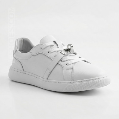 Женские кеды Romax Comfort 2525-1 6189 натуральная кожа премиальная в белом цвете анатомическая стелька и металлический декор в стиле Hermès Day
