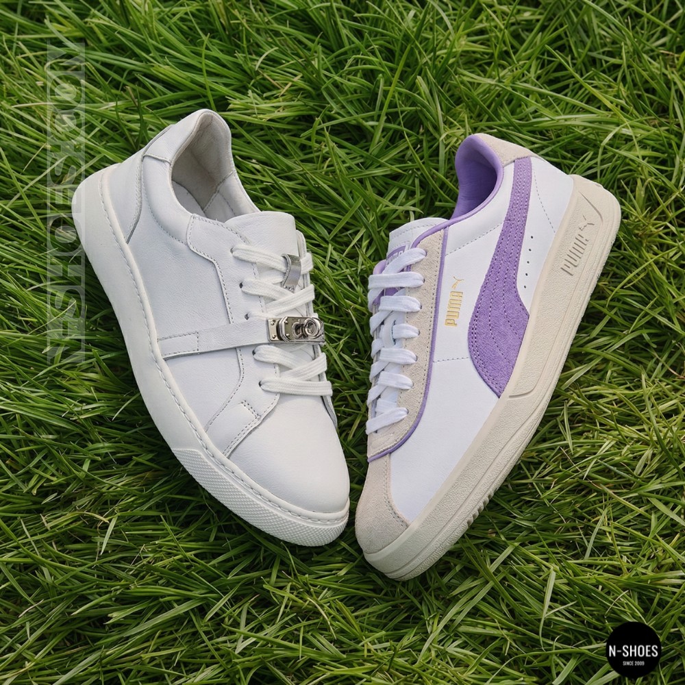 White Leather Sneakers Romax Comfort 2525-1 6189 with Metal Decor