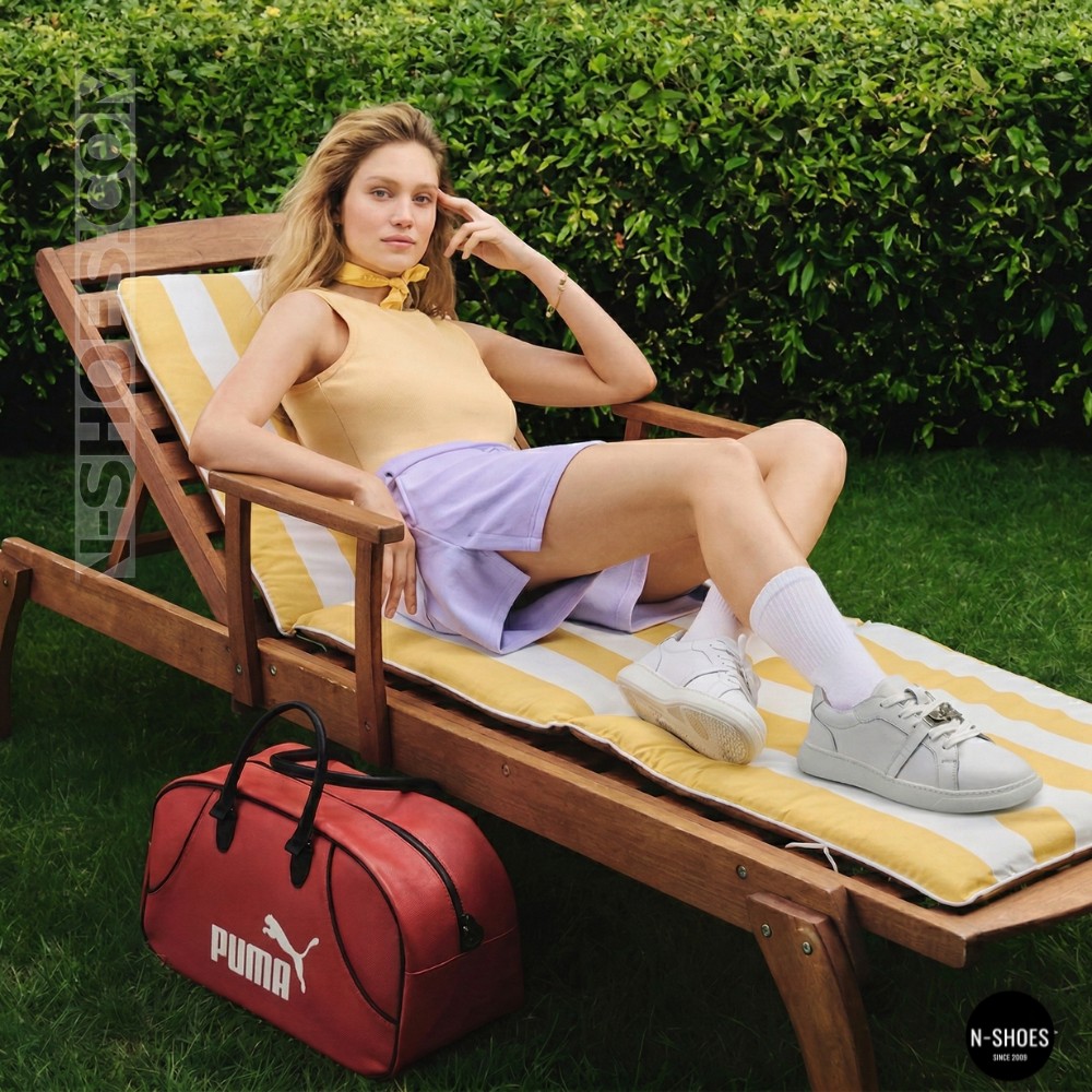 White Leather Sneakers Romax Comfort 2525-1 6189 with Metal Decor