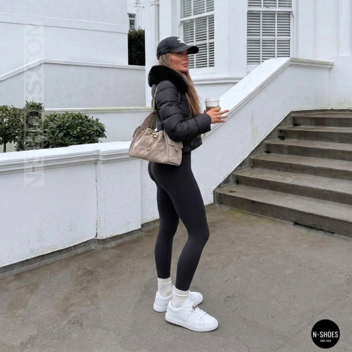 White Leather Sneakers Romax Comfort 2525-1 6189 with Metal Decor