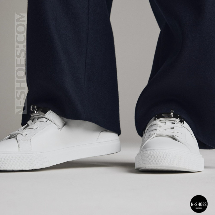White Leather Sneakers Romax Comfort 2525-1 6189 with Metal Decor