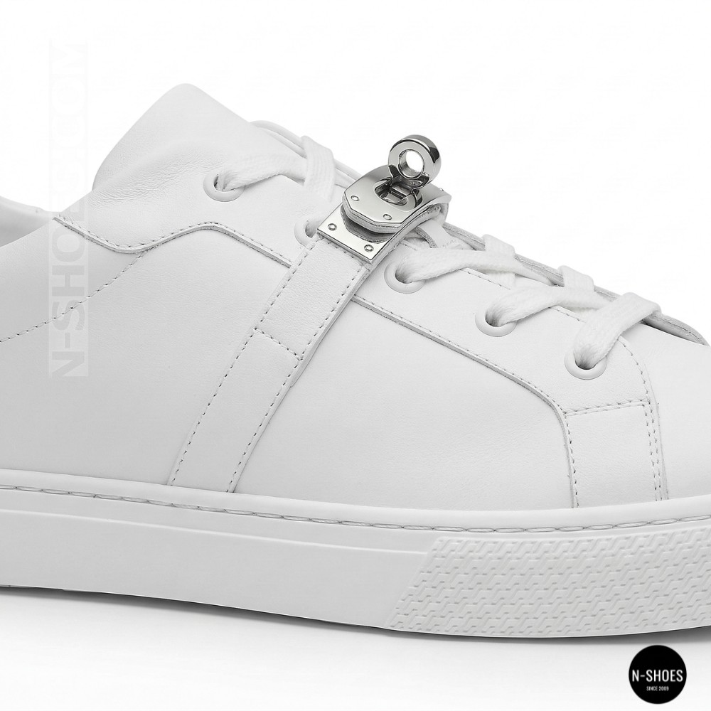 White Leather Sneakers Romax Comfort 2525-1 6189 with Metal Decor