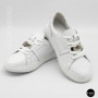 White Leather Sneakers Romax Comfort 2525-1 6189 with Metal Decor