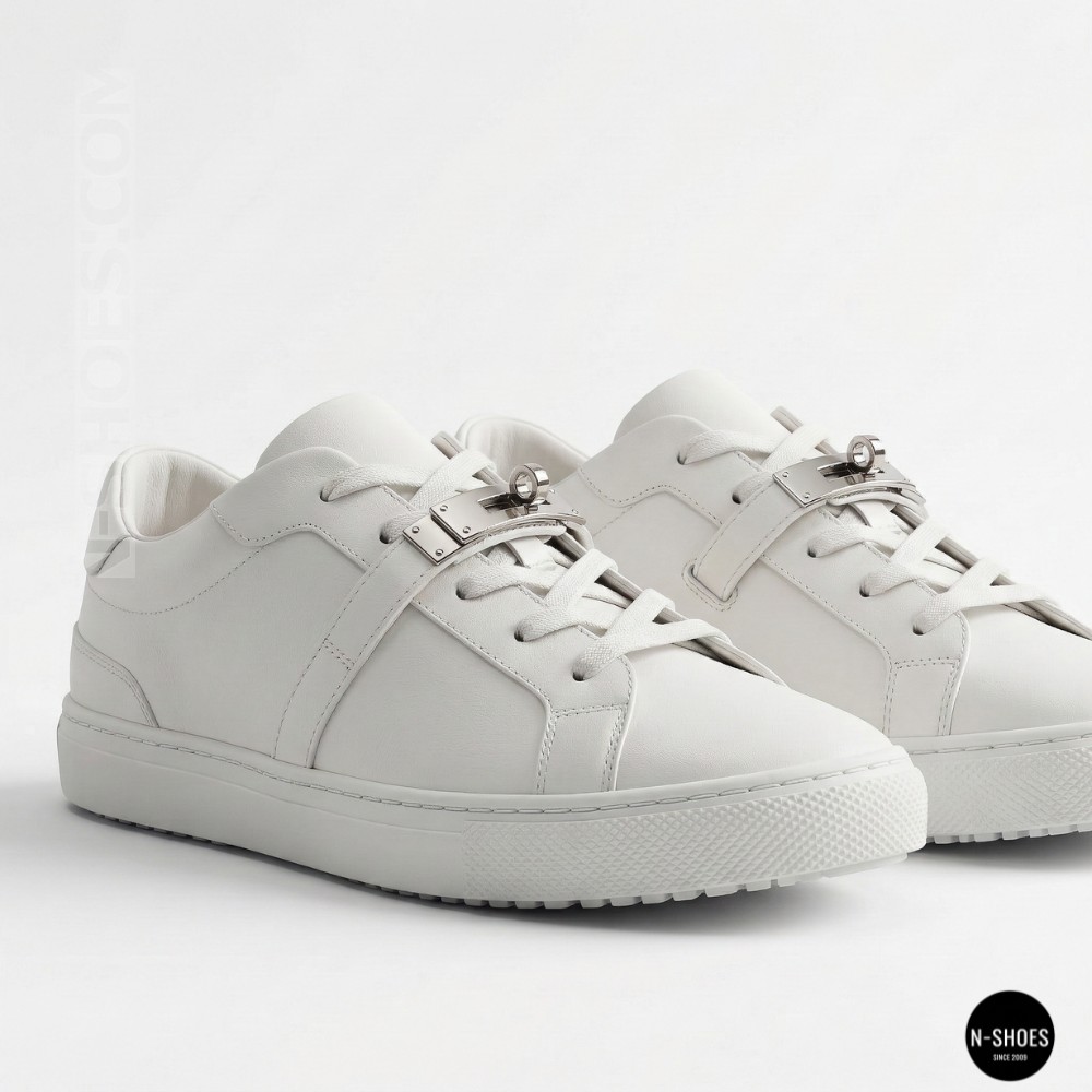 White Leather Sneakers Romax Comfort 2525-1 6189 with Metal Decor