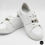 White Leather Sneakers Romax Comfort 2525-1 6189 with Metal Decor