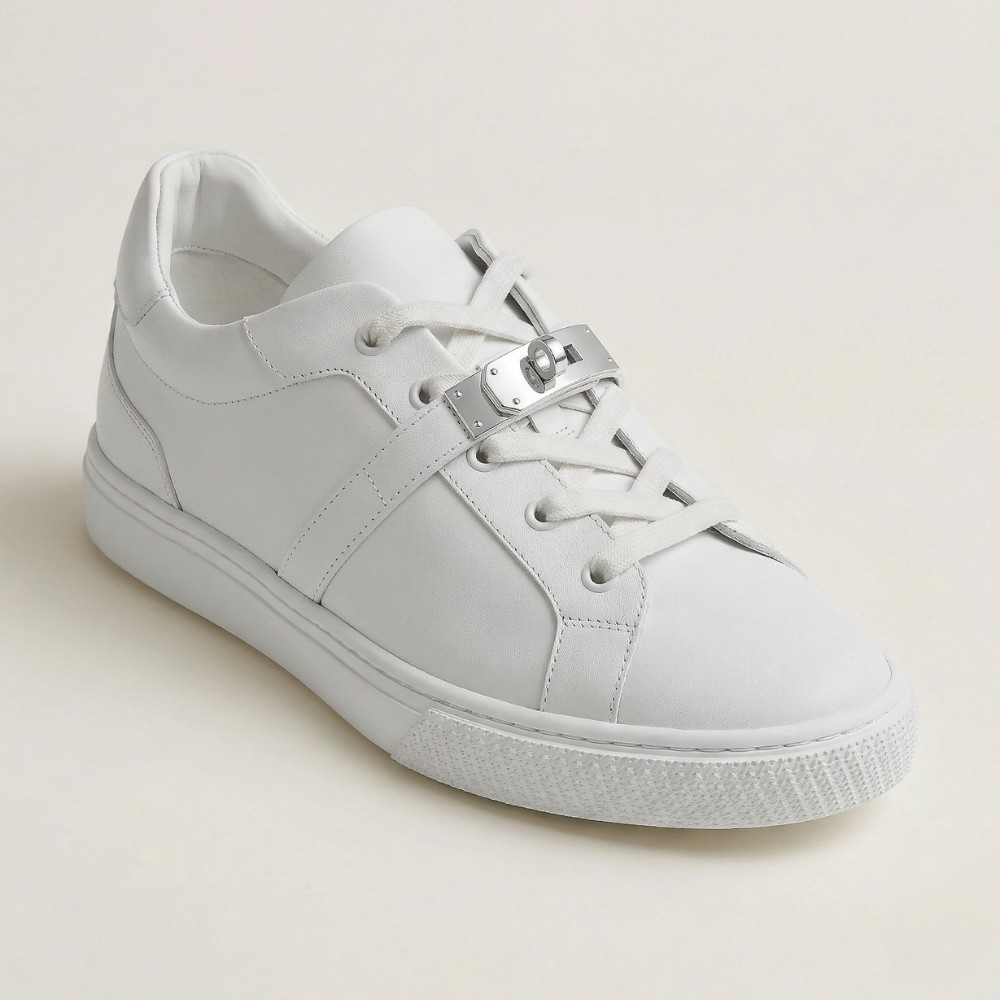 White Leather Sneakers Romax Comfort 2525-1 6189 with Metal Decor
