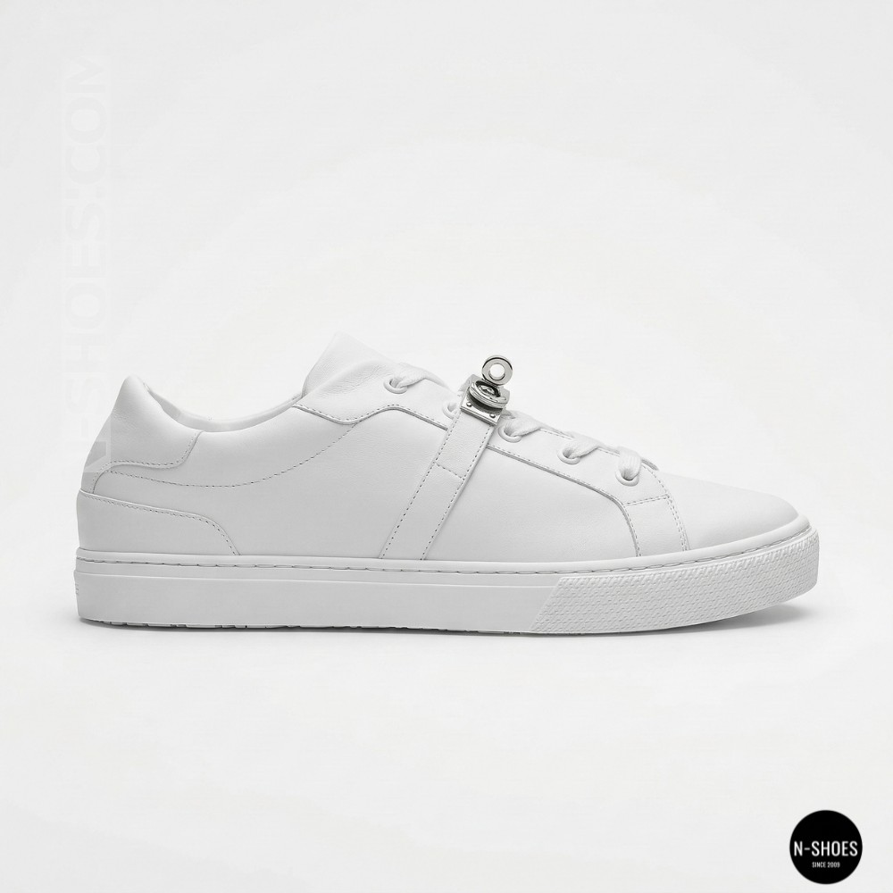 White Leather Sneakers Romax Comfort 2525-1 6189 with Metal Decor