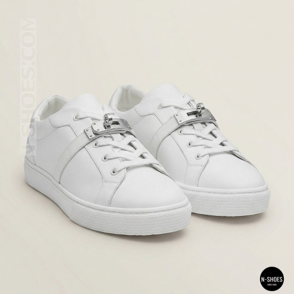 White Leather Sneakers Romax Comfort 2525-1 6189 with Metal Decor