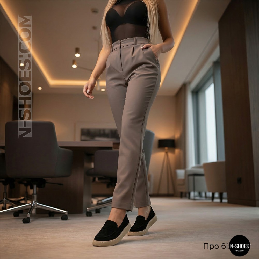 Жіночі замшеві лофери Allsy 211729 Lonza e12-l2603 black 6192 в стилі Open Walk