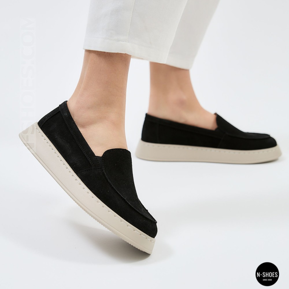 Жіночі замшеві лофери Allsy 211729 Lonza e12-l2603 black 6192 в стилі Open Walk