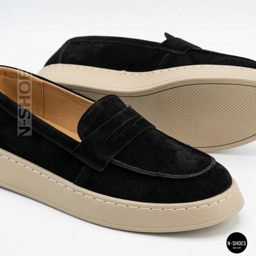 Жіночі замшеві лофери Allsy 211729 Lonza e12-l2603 black 6192 в стилі Open Walk