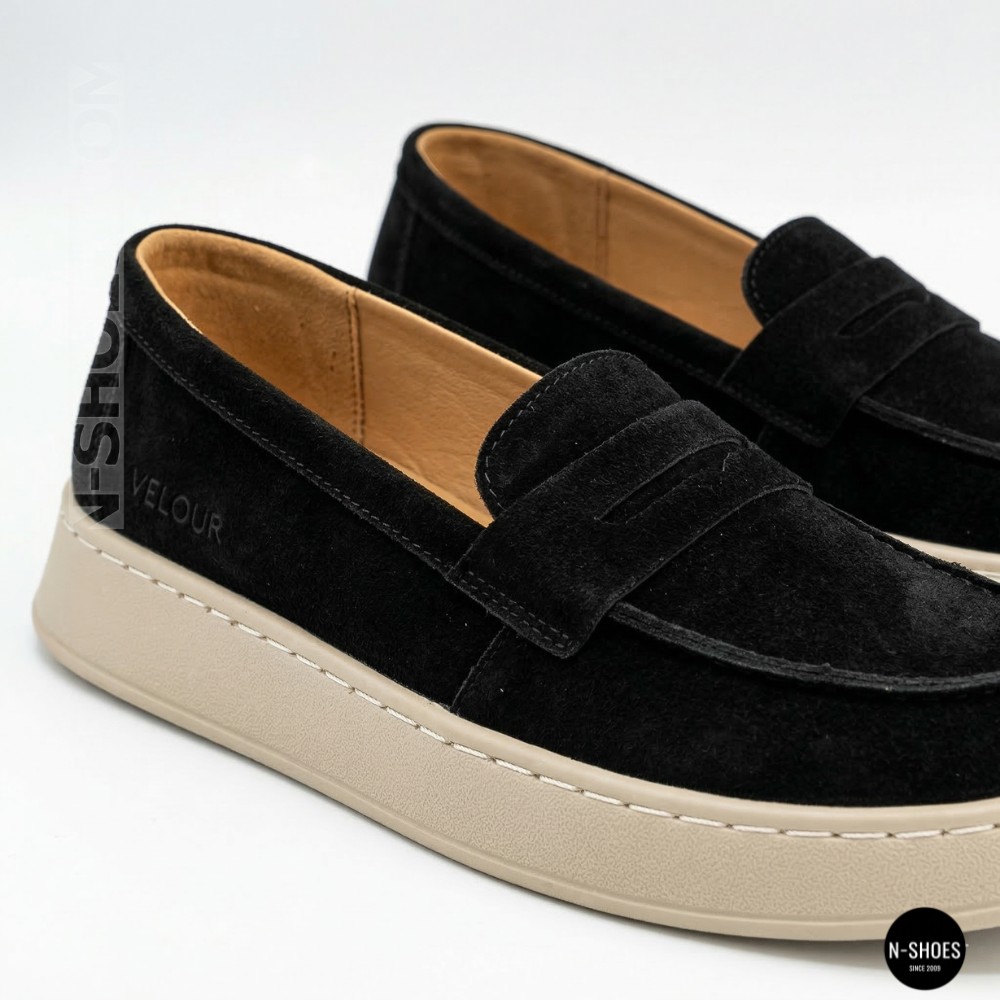 Жіночі замшеві лофери Allsy 211729 Lonza e12-l2603 black 6192 в стилі Open Walk