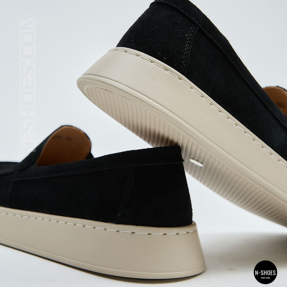 Жіночі замшеві лофери Allsy 211729 Lonza e12-l2603 black 6192 в стилі Open Walk