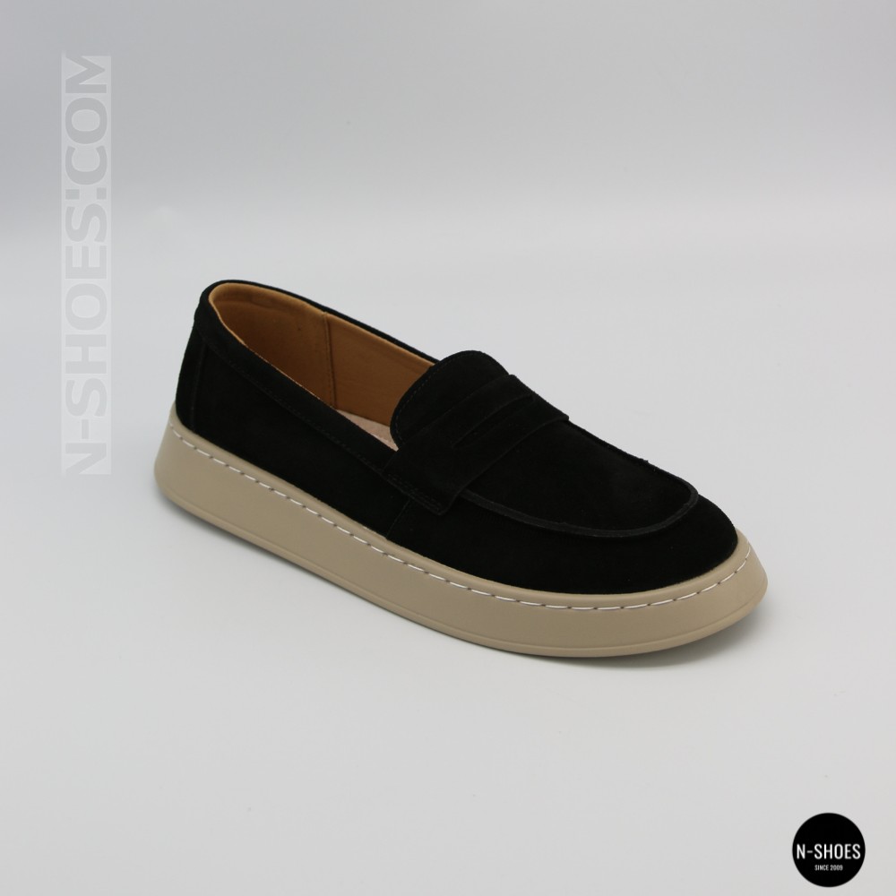 Жіночі замшеві лофери Allsy 211729 Lonza e12-l2603 black 6192 в стилі Open Walk