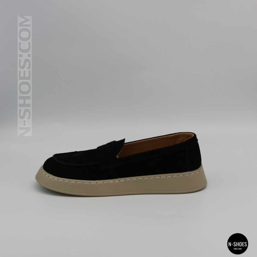 Жіночі замшеві лофери Allsy 211729 Lonza e12-l2603 black 6192 в стилі Open Walk