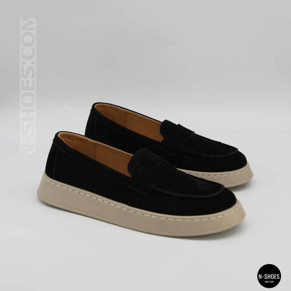 Жіночі замшеві лофери Allsy 211729 Lonza e12-l2603 black 6192 в стилі Open Walk