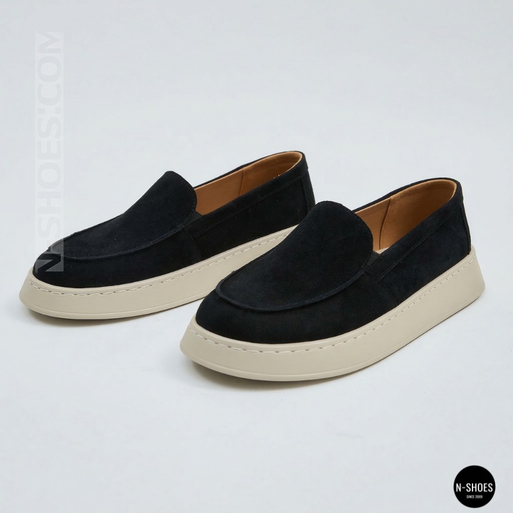 Жіночі замшеві лофери Allsy 211729 Lonza e12-l2603 black 6192 в стилі Open Walk