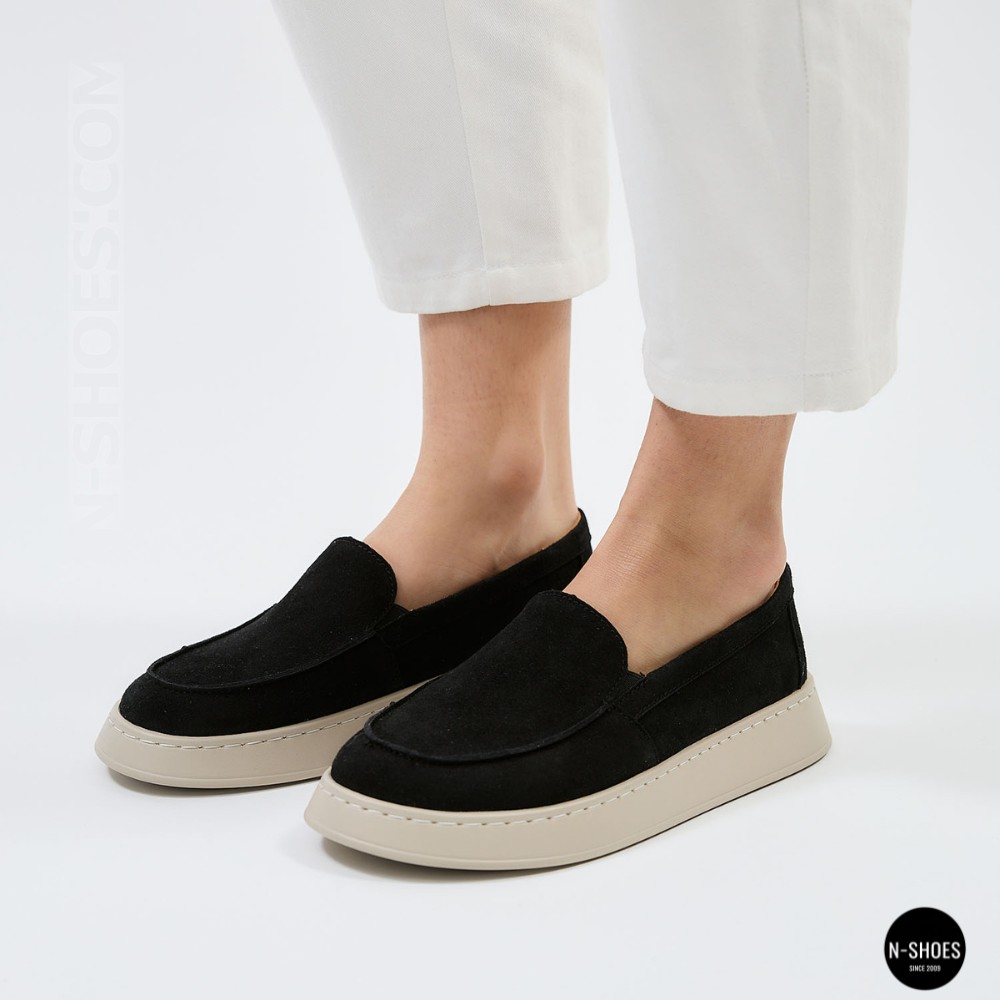 Жіночі замшеві лофери Allsy 211729 Lonza e12-l2603 black 6192 в стилі Open Walk