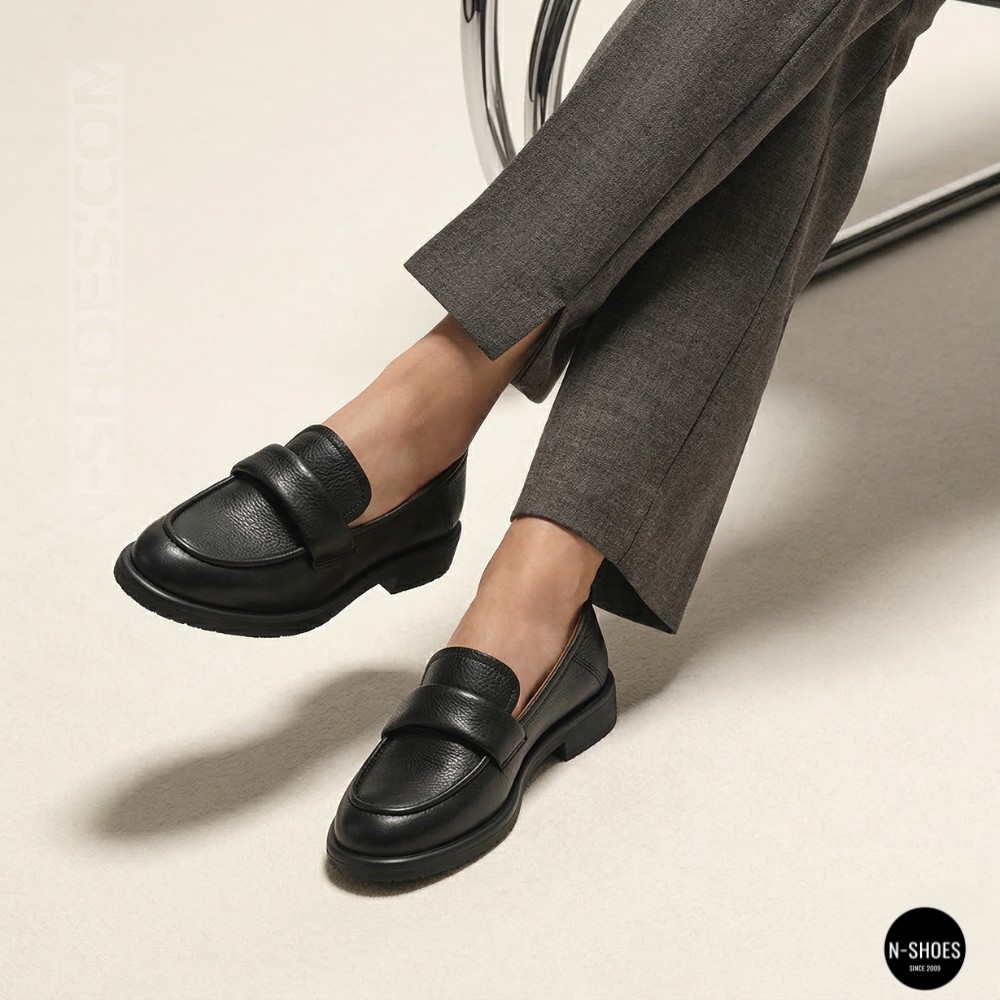 Жіночі чорні шкіряні лофери з анатомічною устілкою Allsy 209589 Lonza 26z83d2706-2 black 6193