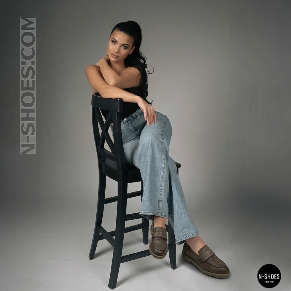 Жіночі сірі лофери Allsy 209586 Lonza 26z83d2706-1 grey 6194 з натуральної шкіри у стилі Brunello Cucinelli