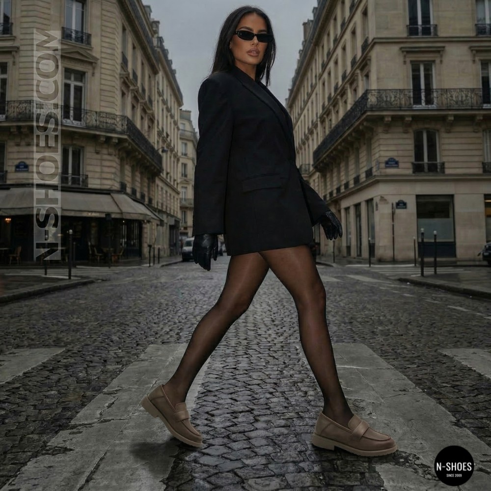 Жіночі сірі лофери Allsy 209586 Lonza 26z83d2706-1 grey 6194 з натуральної шкіри у стилі Brunello Cucinelli