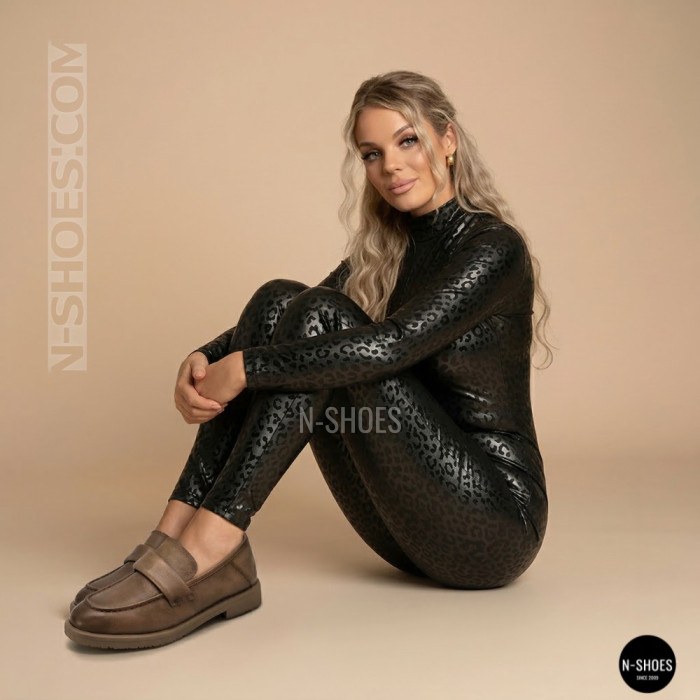 Жіночі сірі лофери Allsy 209586 Lonza 26z83d2706-1 grey 6194 з натуральної шкіри у стилі