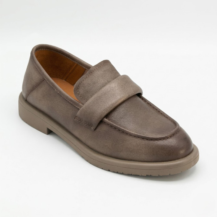 Женские серые кожаные лоферы Allsy 209586 Lonza 26z83d2706-1 grey 6194 с анатомической стелькой