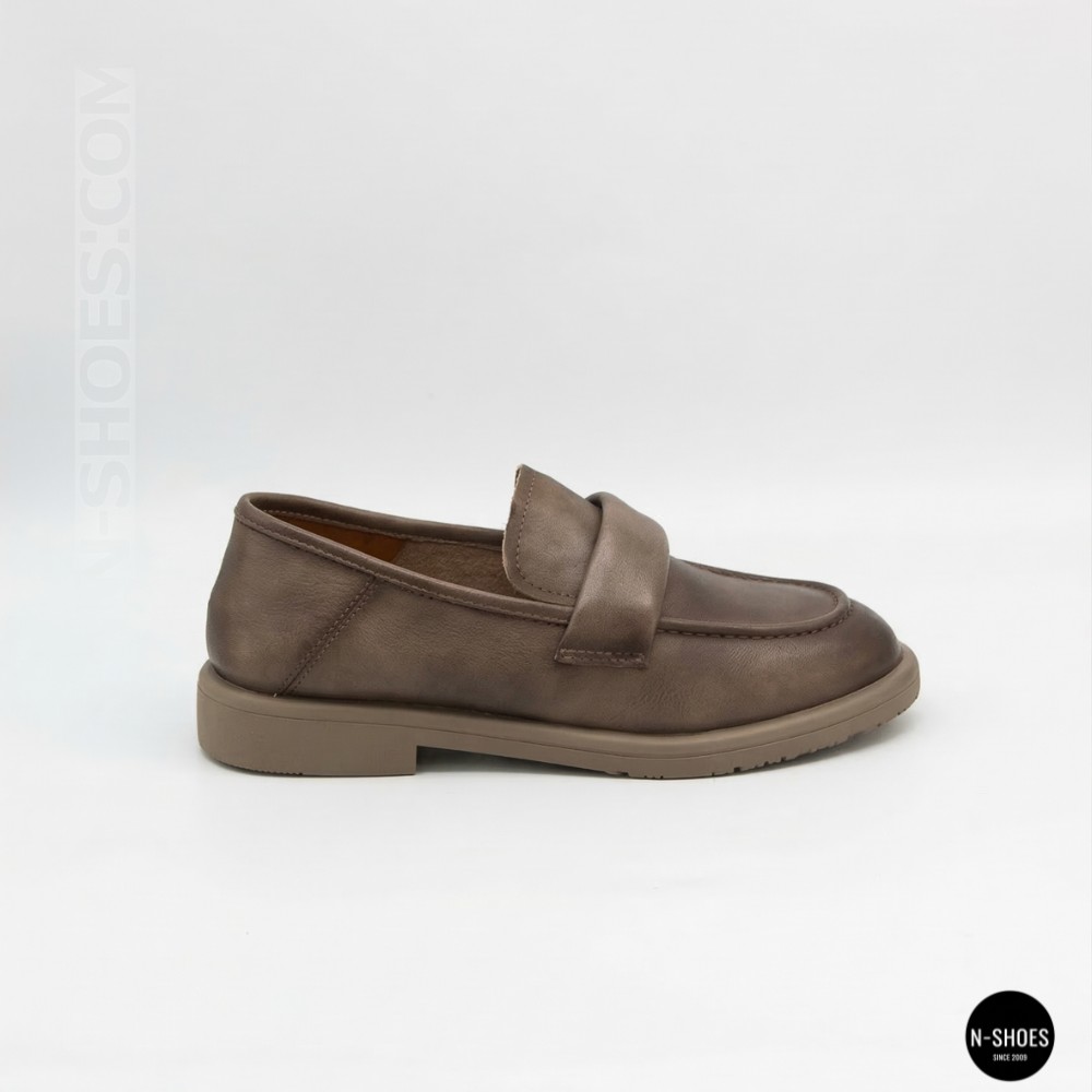 Жіночі сірі лофери Allsy 209586 Lonza 26z83d2706-1 grey 6194 з натуральної шкіри у стилі Brunello Cucinelli