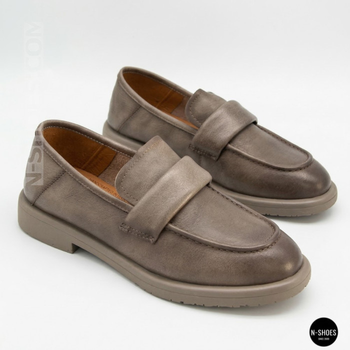 Женские серые кожаные лоферы Allsy 209586 Lonza 26z83d2706-1 grey 6194 с анатомической стелькой