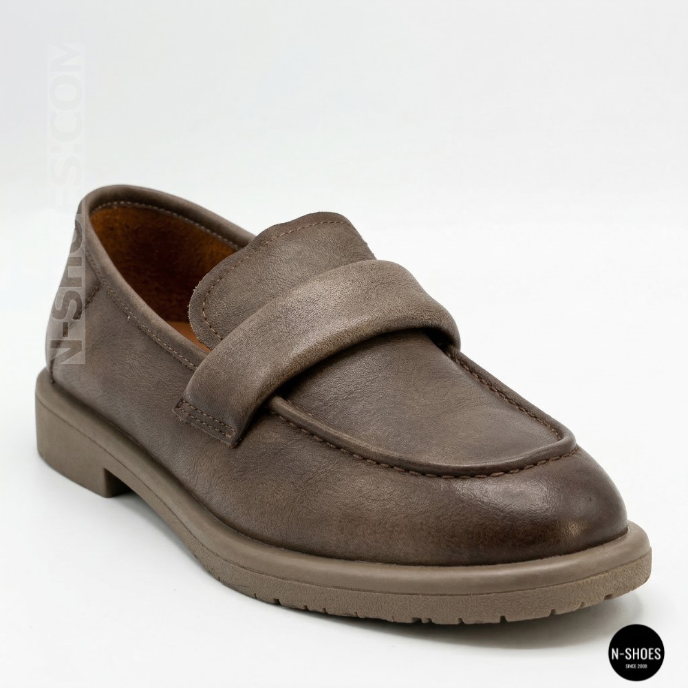 Жіночі сірі лофери Allsy 209586 Lonza 26z83d2706-1 grey 6194 з натуральної шкіри у стилі Brunello Cucinelli