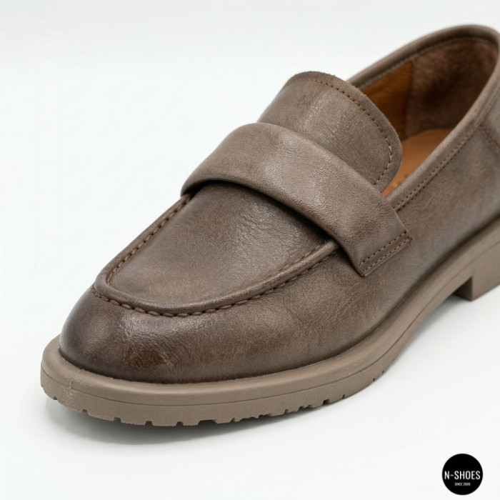 Женские серые кожаные лоферы Allsy 209586 Lonza 26z83d2706-1 grey 6194 с анатомической стелькой